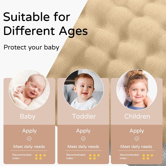 Yoofoss Hooded Baby Towels for Newborn 2 Pack 100% Muslin Organic Cotton Baby Bath Towel with Hood for Babies, Infant, Toddler and Kids, 32x32Inch, Soft and Absorbent Newborn Essential, Beige Floral