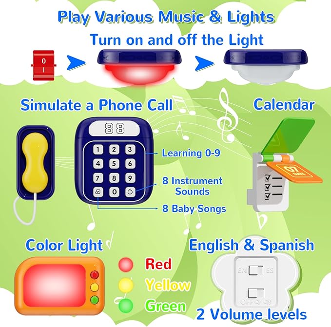 MFEESYOB Montessori Toys for 1 Year Old Boy Girl, Musical Montessori Busy Board for 12-18 Month Age, Educational Montessori Toy for Toddlers 1-3, Birthday Gift for 1+ Year Old Boy Girl