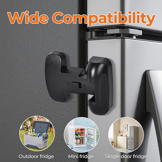 YCT Child Proof Refrigerator Freezer Door Lock Apply to Max 1"(25mm) Sealing Strip for Toddlers and Kids, no Tools Need or Drill (Grey 1PCS)