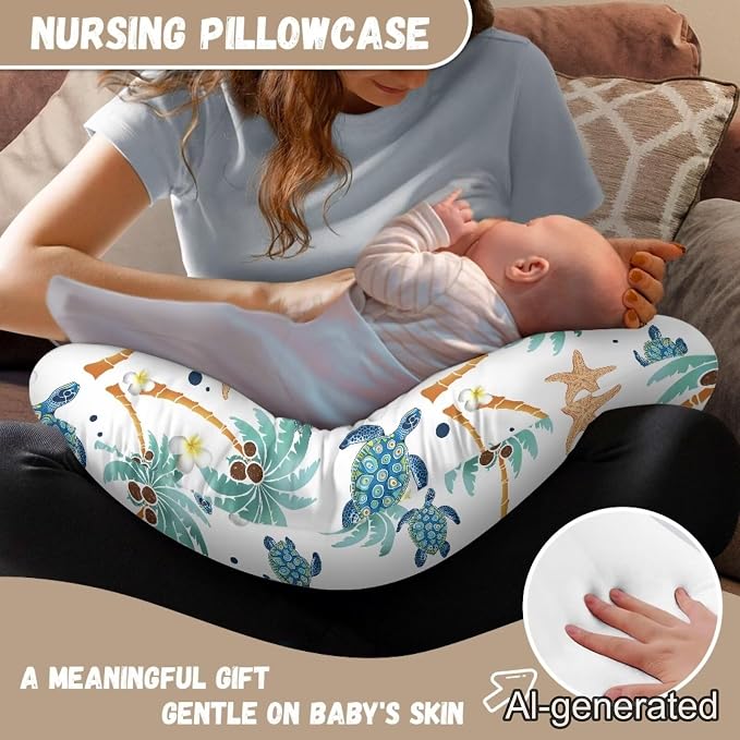 Tropical Turtle Palm Breastfeeding Pillow Slipcover for Baby U-Shaped Breastfeeding Slipcover Infant Newborn Nursery Bottle Pillowcase Baby Essentials