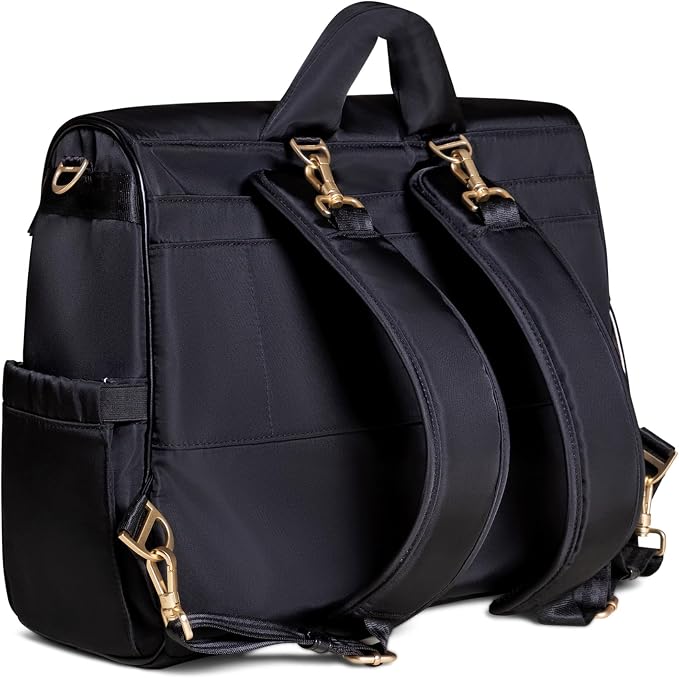 JuJuBe Convertible Diaper Bag Satchel Backpack with Changing Pad, 14-Pocket Large Capacity Organizer, Insulated Bottle Pocket, Quick-Access Wipes, Stroller Straps, Trolley Sleeve, Machine Washable