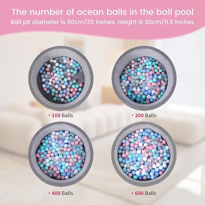 Ball Pit Balls for Toddlers 1-3, 200pcs Crush Proof Plastic Balls for Girls Ball Pit, BPA Free Non-Toxic Play Balls for Baby Pool, Playhouse, Tent, for Dogs & Pets, White, Pink Macaron Colors