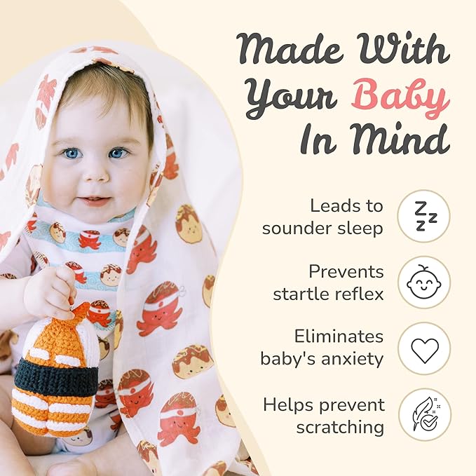 The Wee Bean Organic Cotton and Bamboo Rayon Muslin Swaddle Blankets, Set of X (Takoyaki)