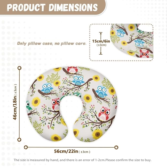 Nursing Pillow Cover for Breastfeeding Pillow Owl Floral Nursing Pillow Slipcovers, Breastfeeding Pillow Cover Boys Girls, Perfect Newborn Choice for Mom or Baby