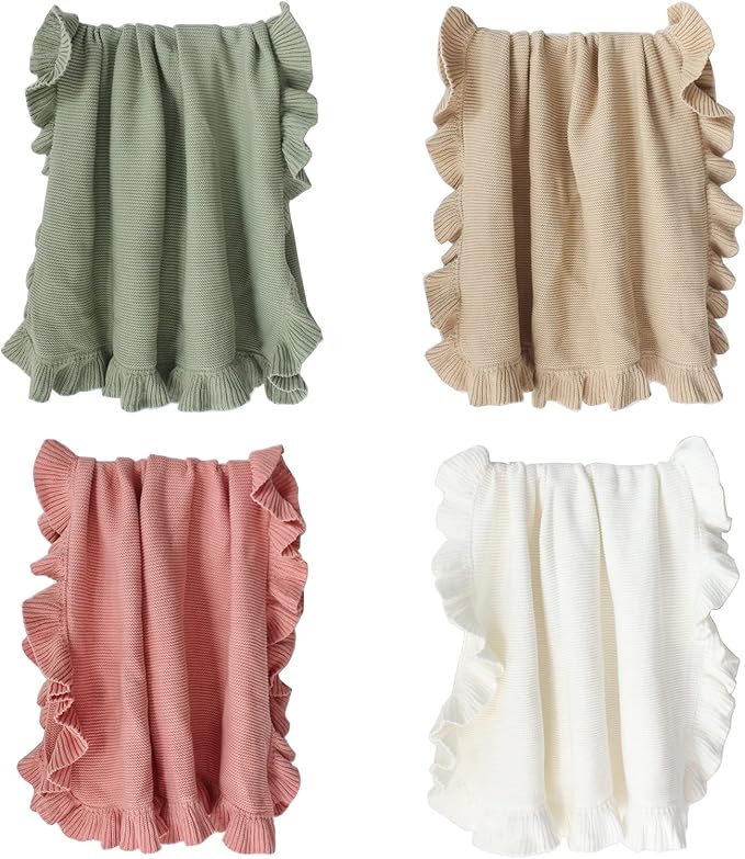 Baby Wraps Ruffle Edge Knitted Wrap Blanket Infant Blanket Crib Stuffer Non-fluorescent Newborns Photo Blanket Baby Blanket Quilt Unisex Bulk