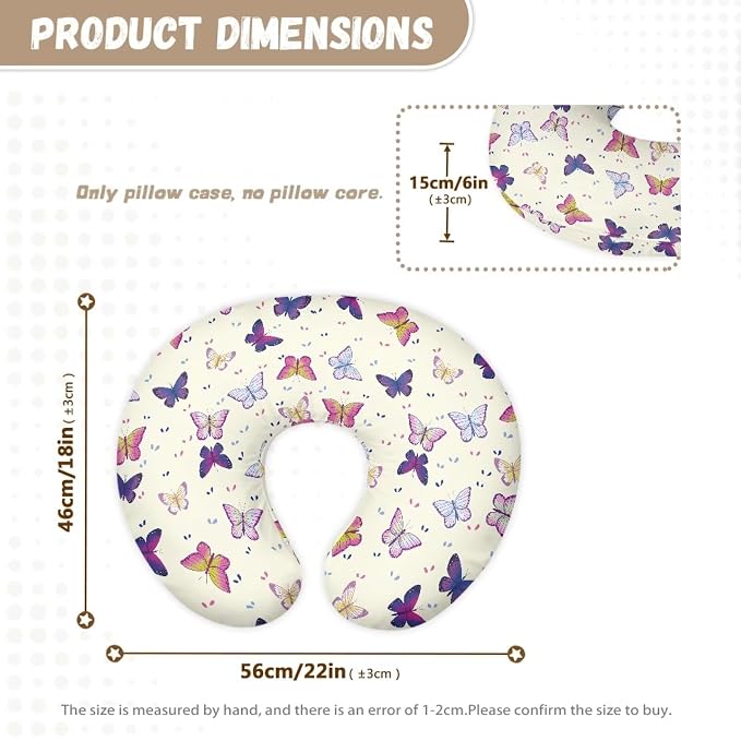 Butterfly Nursing Pillow Cover Slipcover, Breastfeeding Newborn Infant Feeding Cushion Cover Pillow Slipcovers for Breastfeeding Moms