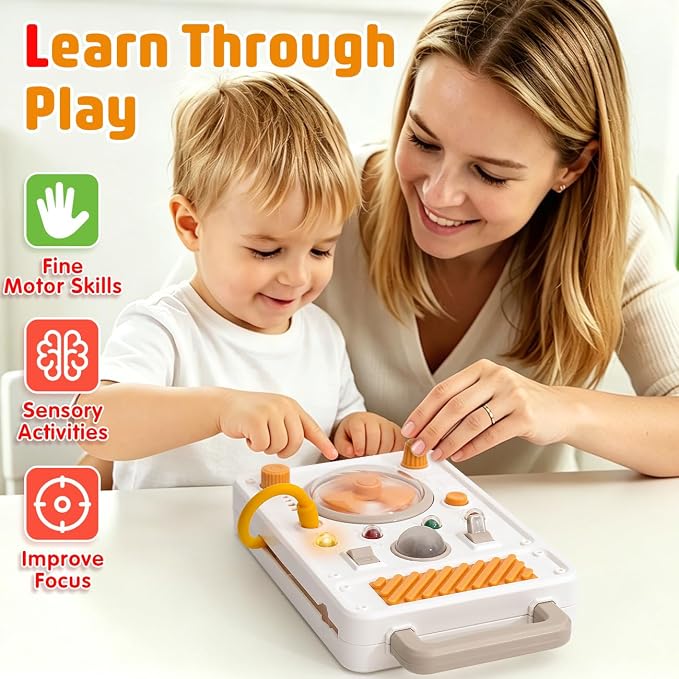 Montessori Busy Board Toys for 1 Year Old Boy, Educational Sensory Light Switch Toys for Toddlers 1-3, Travel Learning Activities for 2 Year Old Girl Birthday Gifts
