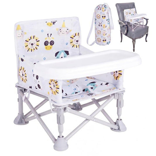 Portable Baby Booster Seat with Tray, Toddler Booster seat for Dining, Camping, Travel, Baby Beach Chair 6 Months to 3 Years Old Indoor Outdoor Use CH2407