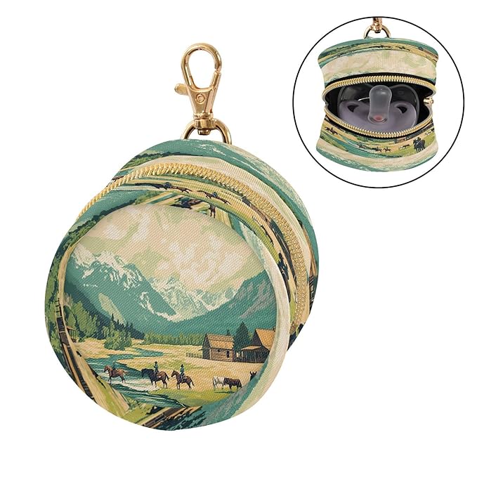 Western Village Cowboys Pacifier Holder Case Portable Newborn Baby Pacifiers Pouch with Clip for Boys & Girls