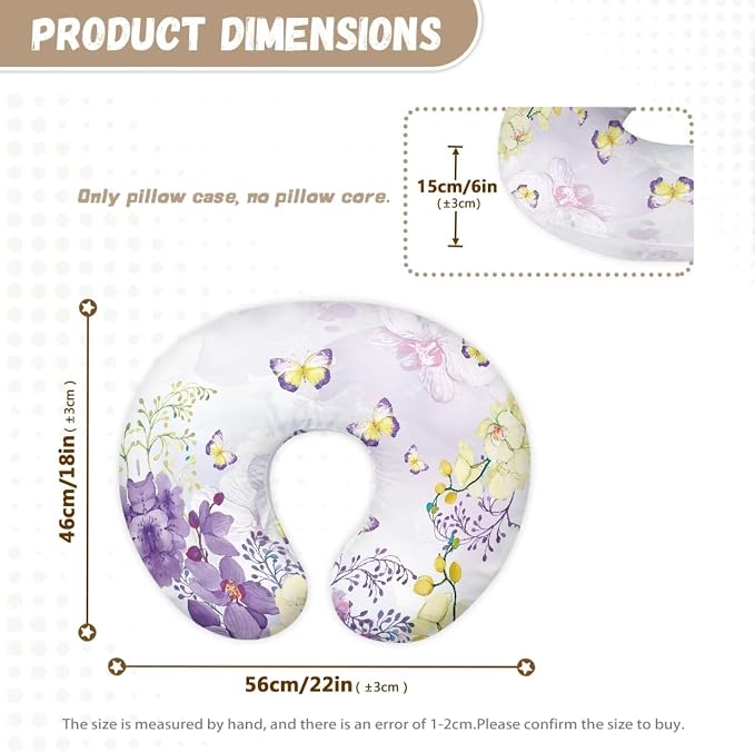 Butterfly Bottlefeeding Pillow Detachable Newborn Original Breastfeeding Slipcover Case and Positioner Removable Head Support Protector Cushion Essential with Hidden Zipper Propping Baby