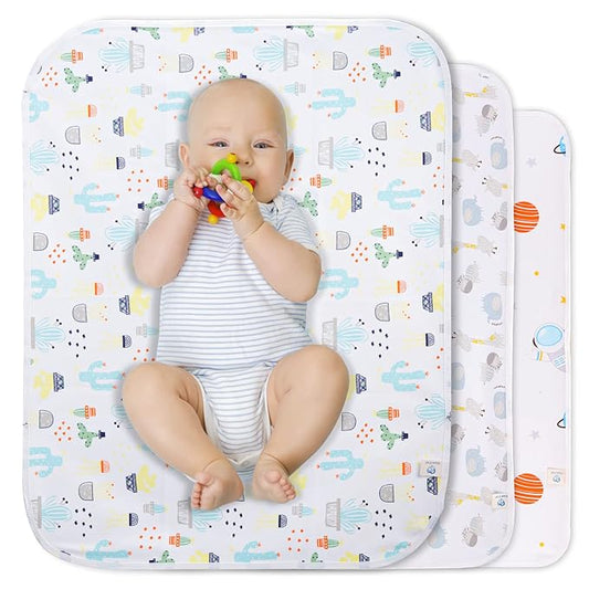 Baby Diaper Changing Pad Waterproof Portable Changing Pad 3 Pack Washable Mattress Pad Reusable Under Pads Changing Pad Liners for Travel 27.5 x 37.8 inches