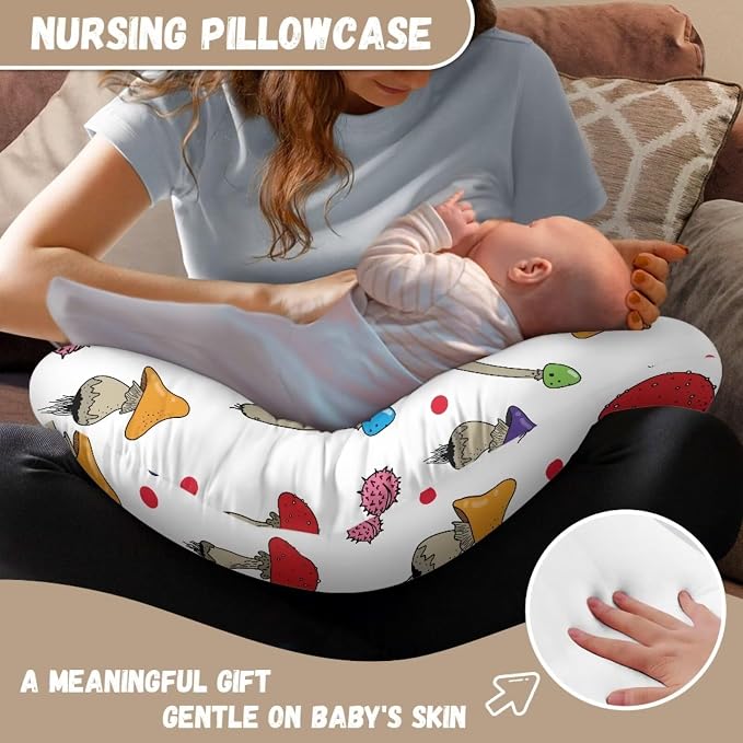 Mushroom Red Dots Nursing Pillow Cover for Breastfeeding Pillow, Ultra Soft and Cozy Nursing Pillow Slipcovers Good Choice for Mom or Baby
