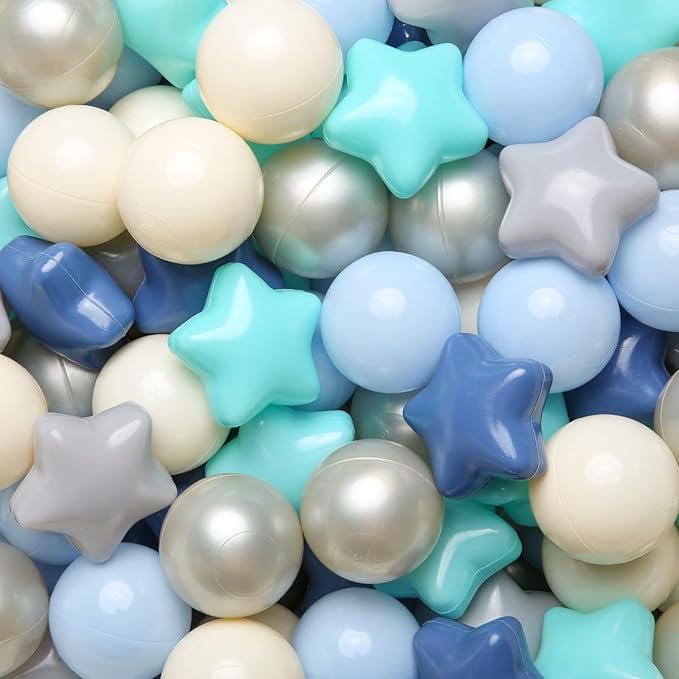 TRENDPLAY Star Ball Pit Balls 50 100 200 500 for Toddlers - Ball Pit Ball Shapes for Boys Girls Fun, Birthday Party, Christmas Decoration