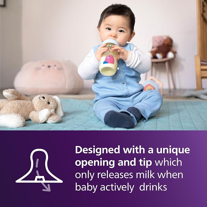Philips Avent PPSU Natural Baby Bottles with Medium Flow Nipples (Flow 3), 9oz, with Decoration, SCY943/02, (Pack of 12)