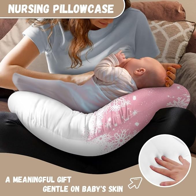 Christmas Axolotl Breastfeeding Pillow Cover Boys Girls Lightweight Skin-Friendly Fabric Newborn Nursing Pillow Case with Hidden Zipper Replacement Pillow Cover