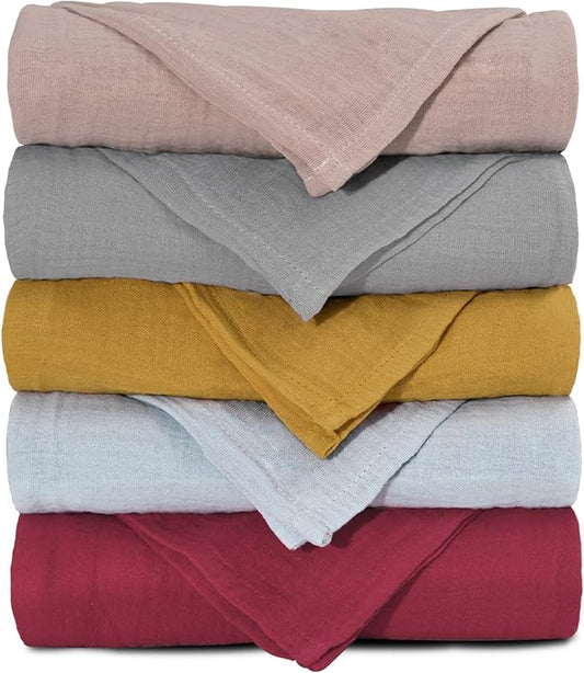 Muslin Receiving Blankets, Neutral Blanket Swaddling for Newborn Boys and Girls, 5 Pack Breathable and Skin-Friendly Swaddle Wrap for Infant Baby (Multiple Colors)