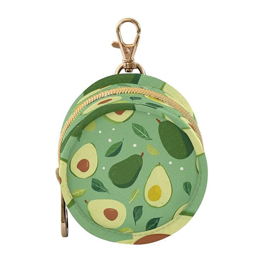 Pacifier Holder with Clip Pacifier Case for Diaper Bag Round Baby Pacifier Pouch Box Bag Portable Green Avocado and Leaf