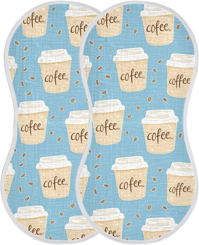 vvfelixl Muslin Burp Cloths Coffee Cup Baby Washcloths for Baby Girl Boys 2 Pack