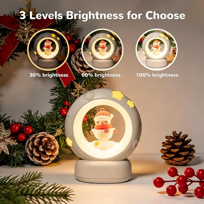 AVEKI Snowman Night Light, Cute Christmas Snowman Lights Gifts for Kids Boys Girls, Dimmable Bedside Touch Lamp for Nursery Kids Room, Christmas Gifts for Your Princess Sweetheart