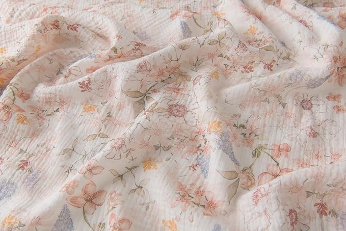2 Pack Baby Muslin Baby Swaddle Blanket Watercolor Flower Print, Cotton 47x47inch Neutral Receiving Blanket Receiving Swaddlinget for Boys & Girls (Watercolor Flower)