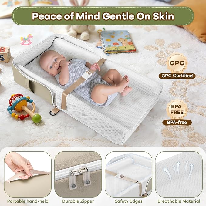 Baby Changing Pad, Portable Diaper Changing Mat for Baby & Toddler, Non-Slip Washable Changing Table Pad for Dresser Top & Table, Foldable Travel Changing Station