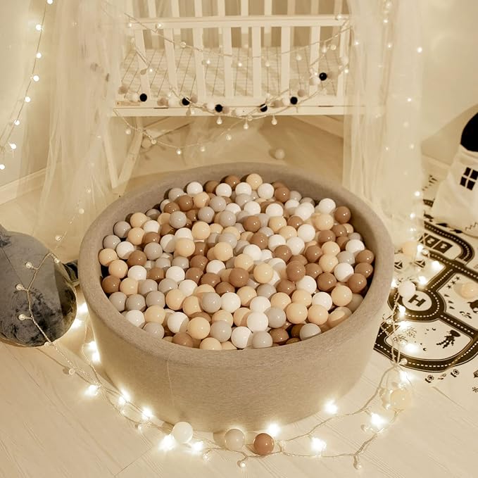 GOGOSO Balls for Ball Pit - Plastic Ball for Toddlers 1-3, Baby Kids Ball Pool Decoration 50 100 200 300 500 1000 (Grey+Coffee+ Beige+White, 200 Balls)