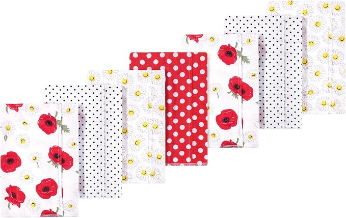 Luvable Friends Hudson Baby Flannel Burp Cloths 7pk, Poppy Daisy Floral