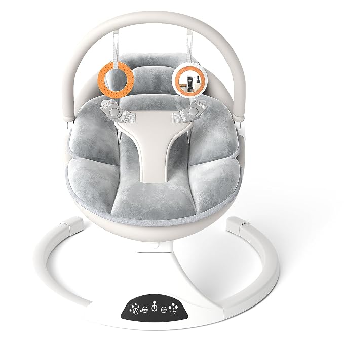 FEITIONG Baby Rocker|Bluetooth Baby Swing 5-Speed Motion & Comfort Design | Portable Infant Chair with Machine-Washable Seat (0-12M, 20lb)