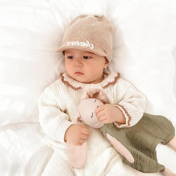 lulumoon Bunny Baby Security Blanket: Skin-Friendly Muslin Snuggle Lovey for Travel & Daycare - Newborn Gift for Baby Shower
