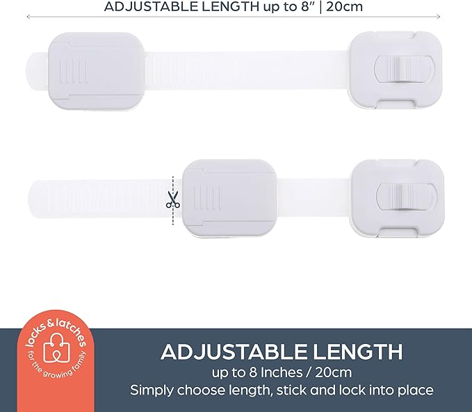Dreambaby Multi-Purpose Swivel Adapta-Latch Cabinet Locks for Baby Proofing - 5 Adjustable Straps to Use as Fridge Locks, Cabinet Door Locks, Toilet Locks - 3M Adhesive for Easy Child Proofing Needs