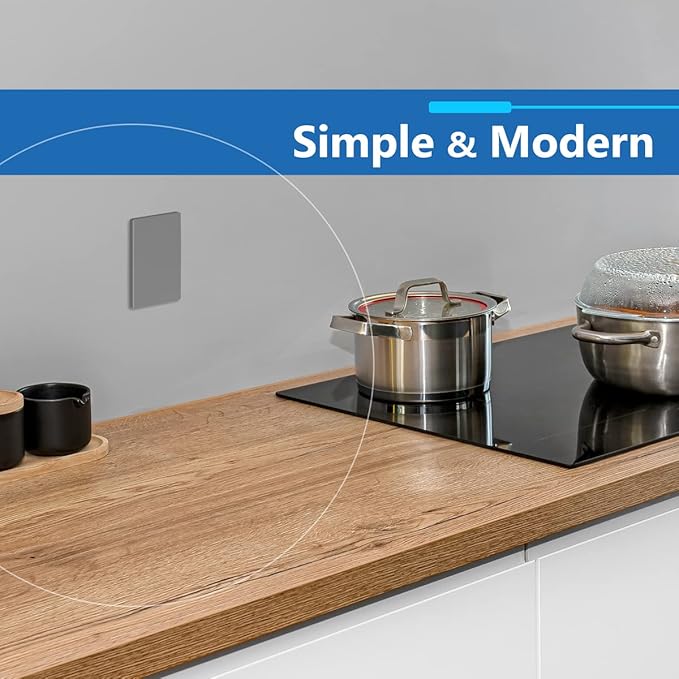 LIDER Blank Wall Plate, Temperature and Impact Resistant, UL Listed, Polycarbonate Thermoplastic, Screwless Design, Matte Finish, Modern Upgrade, Midsize, 1-Gang, 4.88??x 3.11?? Gray, 10 Pack