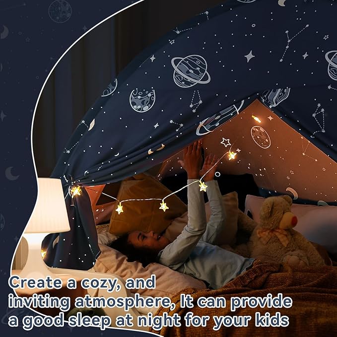 Full Size Bed Canopy Tent, Galaxy Space Kid Bed Tent, Bed Tents Full Boy Floor Privacy Sleeping Tent for Toddler Birthday Toy House Gift