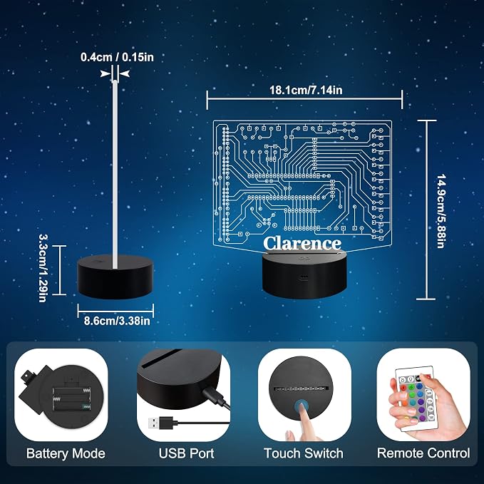 YuanDian Personalized Geeky Gifts, Computer Geekery PCB Lamp 16 Colors Changing Touch & Remote Control Night Light for Men Boys Women IT Tech Support Nerds Geek Lovers