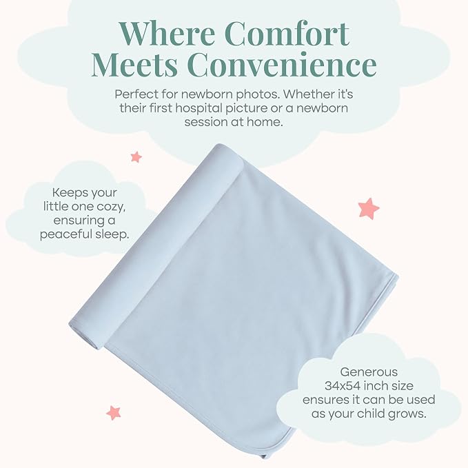 Caden Lane Baby Swaddle & Receiving Blanket, Soft, Breathable & Temperature-Regulating Bamboo Viscose Fabric for Swaddling Newborns, Gender Neutral Infant Blanket for Boys & Girls, Mist Blue