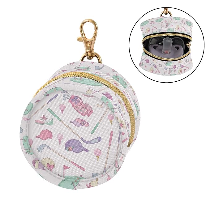 Golf Sports Pink Print Pacifier Holder Case for Diaper Bag Portable Travel Pacifier Storage Case with Clip Newborn Baby Pouch for Baby Boys Girls Outdoor Purse