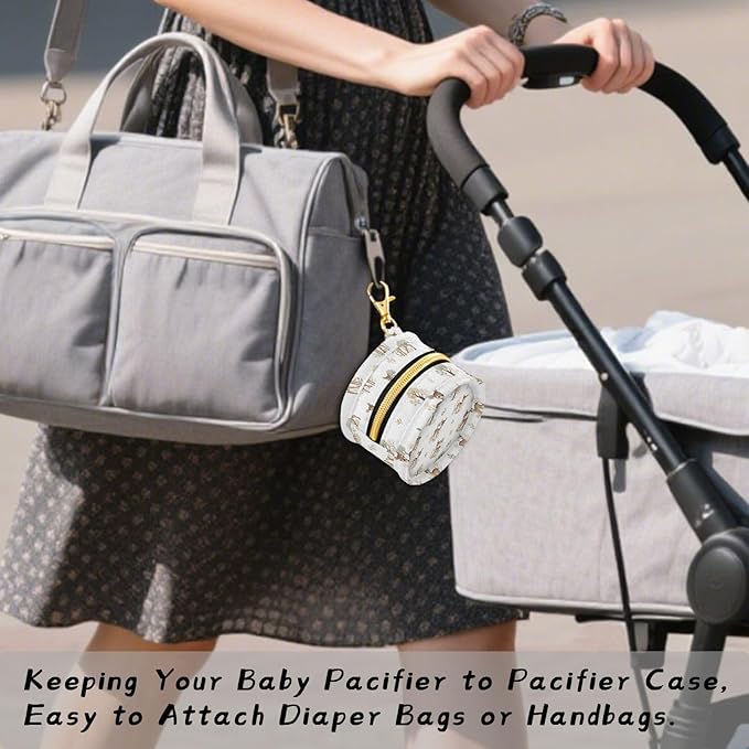 Deer Trees Leaves Forest Baby Pacifier Holder Case with Clip Portable Pacifier Storage Organizer Round Container Pouch Box Fits Diaper Bag Stroller Purse