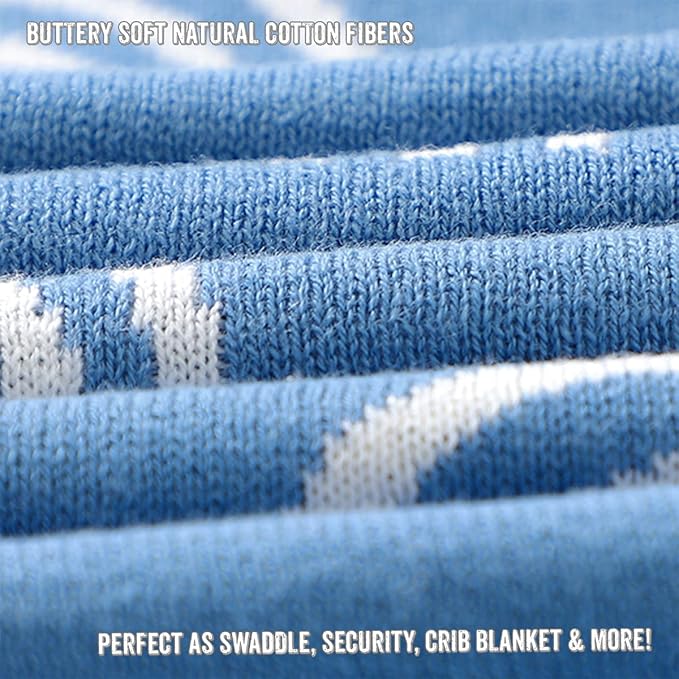 Baby Receiving Blanket Boys 100% Cotton Buttery Soft Cozy Receiving Swaddle Crib Stroller Blanket for Shower Gift Registry for Newborns, Infants, Toddlers (Rainbow - Blue)