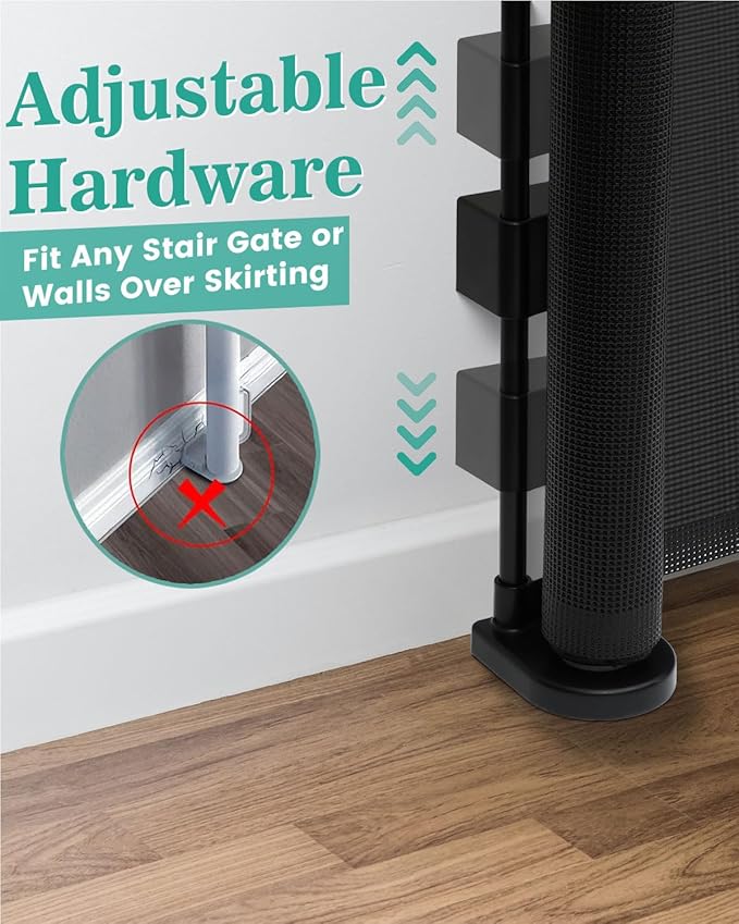 Miumoon 59 inch Retractable Baby Gates 42 inch Tall, Retractable Gate with Reinforced Strip Design to Prevent Crawling Through, 5 FT Retractable Dog Gate for Stairs, Doorways, Hallways, Indoor/Outdoor