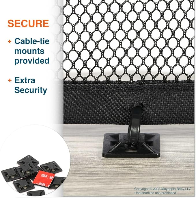 Roving Cove Stair Banister Guard 15ft x 3ft, Railing Safety Net for Baby Proofing, Child Safety Stairway Cover, Balcony Mesh Netting, Ebony Black