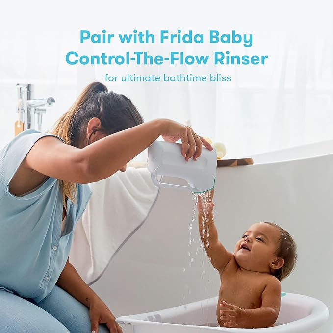 Frida Baby 4-in-1 Grow-with-Me Bath Tub & Control The Flow Rinser Cup Bath Time Kit