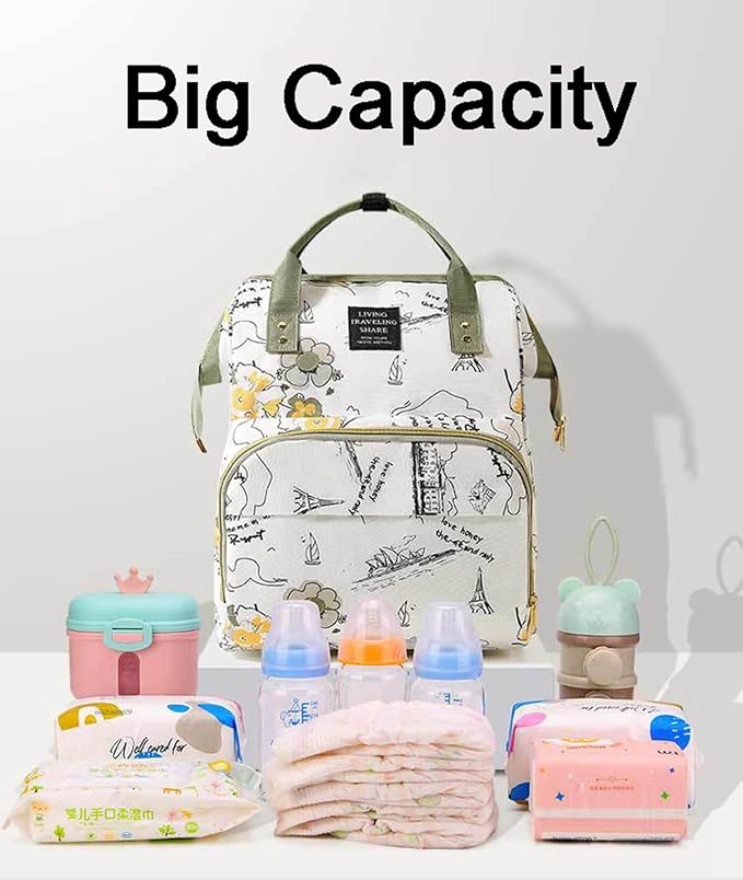 Diaper Bag Backpack with Insulated Pockets, Stroller Straps, USB Charging Port, Large Lightweight Diaper Bag for Girls Boys