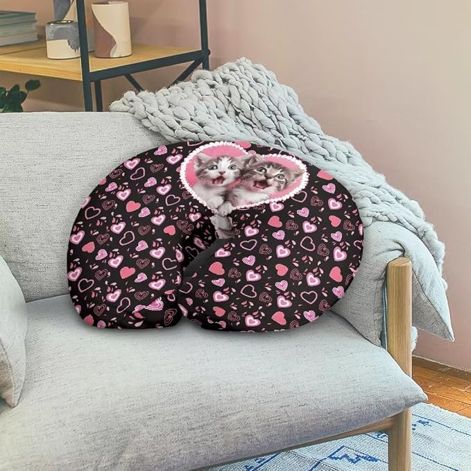 Breastfeeding Pillow Cover Boys Girls, Cat Love Baby Nursing Pillow Case for Newborn, Soft Fabric Fits Snug On Infant