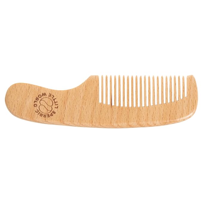 Baby Hair Brush and Comb Set for Newborn – Wooden Baby Brush with Soft Goat Bristle, Cradle Cap Brush for Newborns, Boys and Girls, Pink