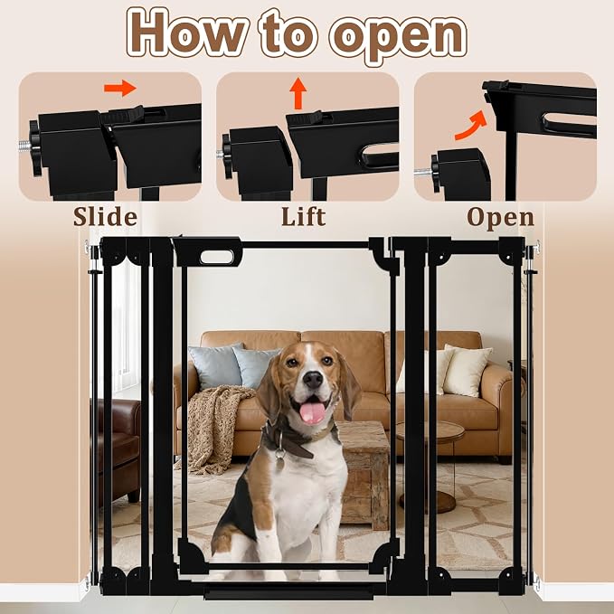 WAOWAO Clear Acrylic 40" Extra Tall Baby Gate for Stairs Modern Design Acrylic Auto Close Pet Gate, 29.52"-47.24" Wide Safety Baby Gate for Doorways,Black Clear Dog Gates Indoor, Hallways,Kitchen