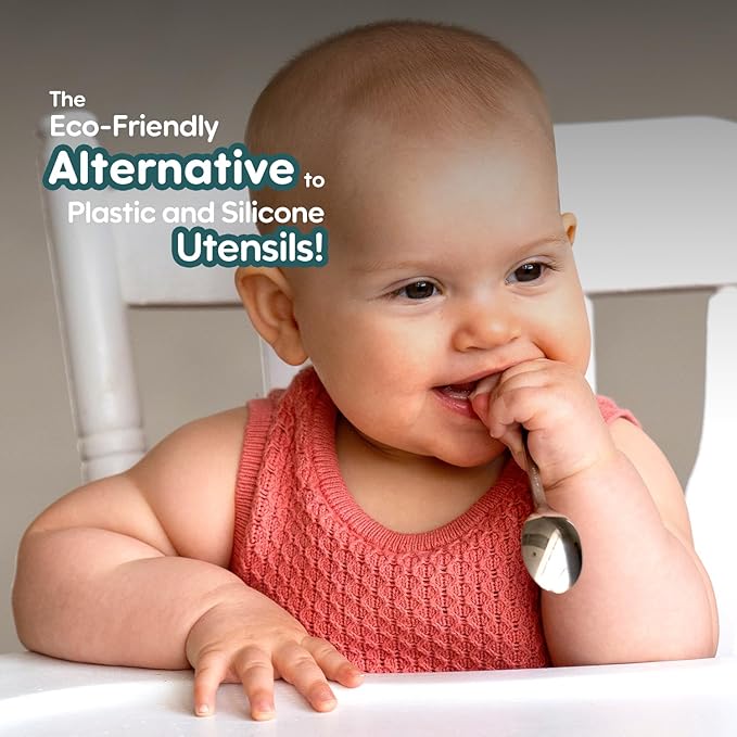 Kleynimals Arctic Friends Made in USA Baby Silverware ??100% Stainless Steel Baby Forks and Spoons, Non-Toxic, BPA-Free, Eco-Friendly, Dishwasher Safe ??Safe Utensils for Babies & Toddlers