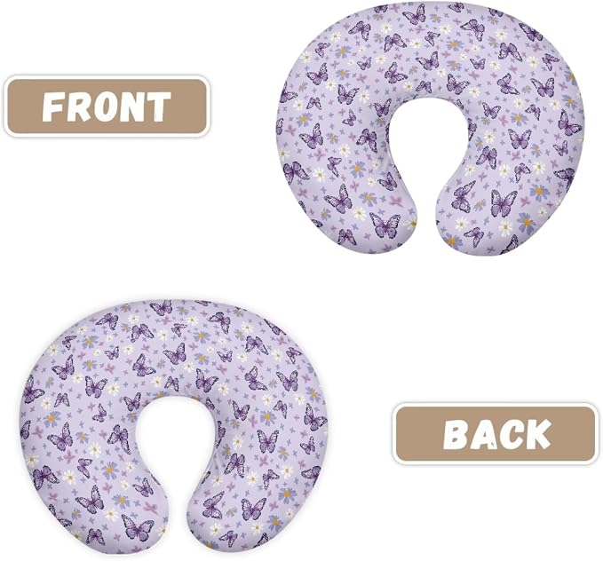 Nursing Pillow Cover Girls, Lounger Pillow Covers for Boy Girl 0-12 Months Baby Nursing Pillow Covers Crescent-Shaped - Butterfly