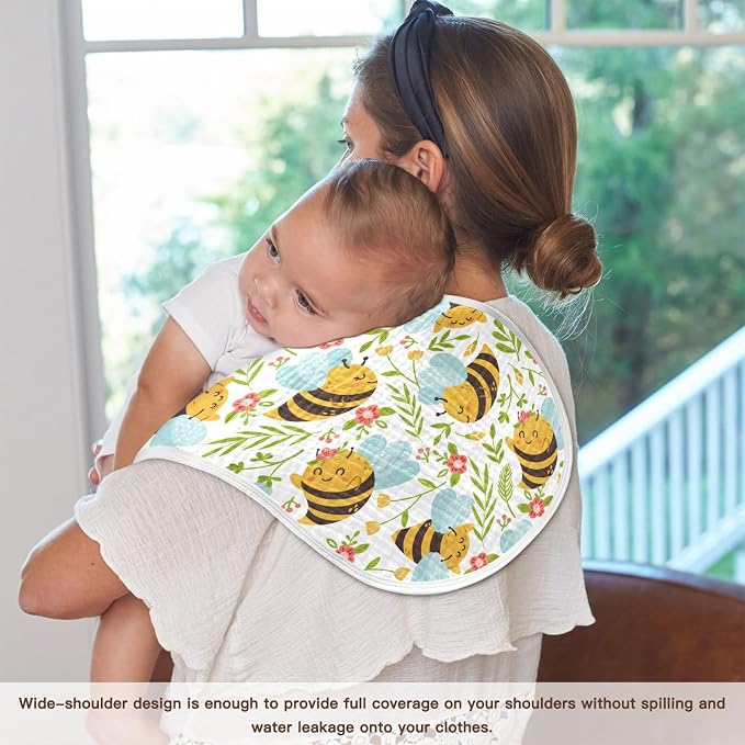 vvfelixl Burp Cloths Honey Bee Cute Bumble Bee for Baby Boy Girls Baby Washcloths Burp Rags 1 Pack
