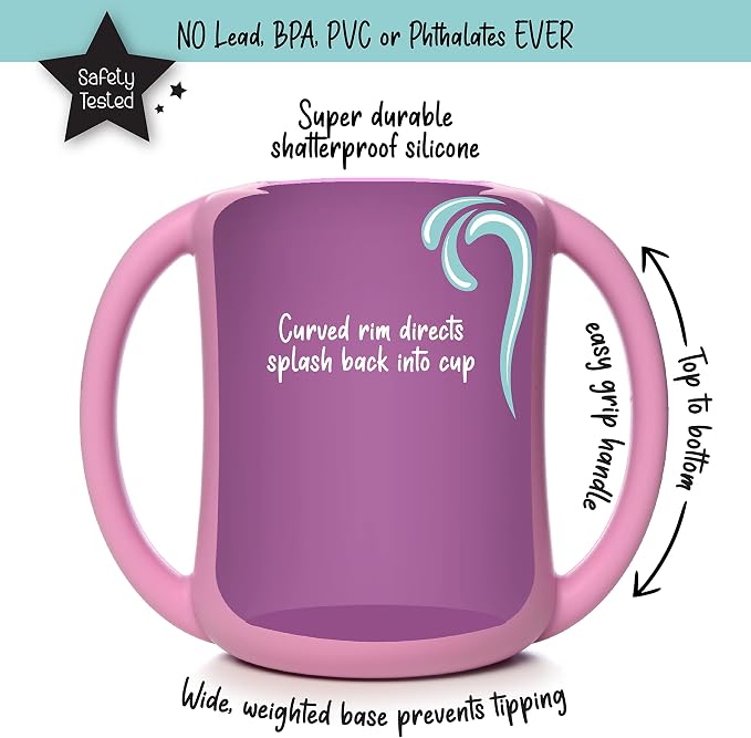 PrimaStella Silicone Baby & Toddler Training Cup with Handles (Plum)