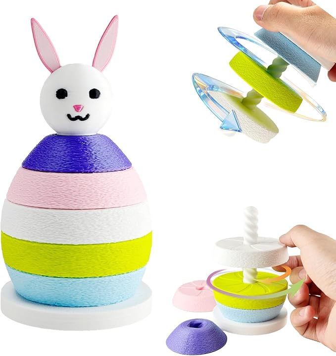 Spinning Stacking Toys Rainbow Rabbit Egg Montessori Sorting & Stacking Toys for Kids, Ages 6 Months to 3 Years