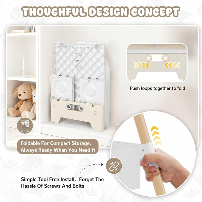 Baby High Chair 3 in 1 High Chairs for Babies and Toddlers Bear Toddler Chair Adjustable Height Highchair with Bib and Storage Bag for Baby Convenient Comfortable Feeding（Beige）